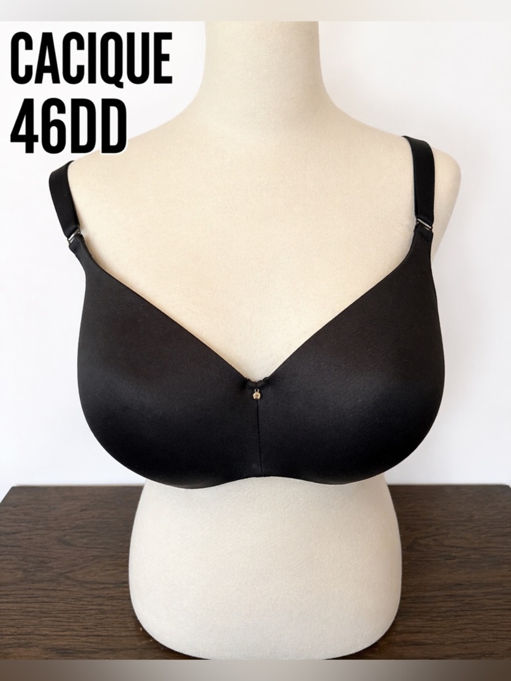 Cacique 46DD Black Full Coverage T Shirt Bra Plus Size
